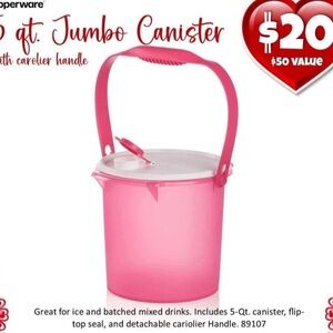 Tupperware Pink 5 Qt. Canister with Handle